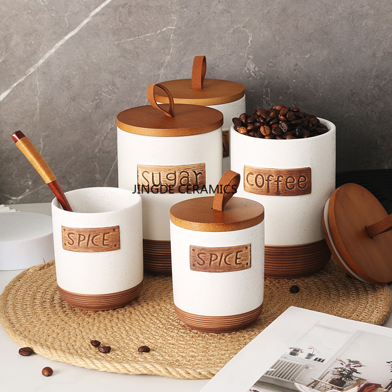 Coffee Tea Sugar Canister Set - 1pc Keramik versiegelt glas Kaffee zucker