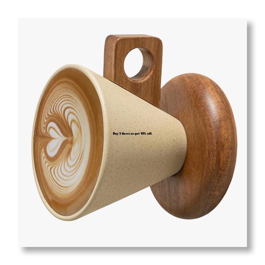 Coffee&Tea House Opinie - Keramik-Kaffeetasse & Holzlöffel-Set Retro-Kaffeebecher mit Henkel