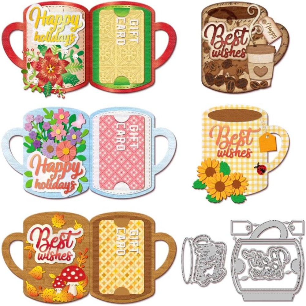 Coffee Tea Journal - Schneidemalerei für Tassen-Geschenkkartenhalter zur Kartenherstellung, Kaffee-