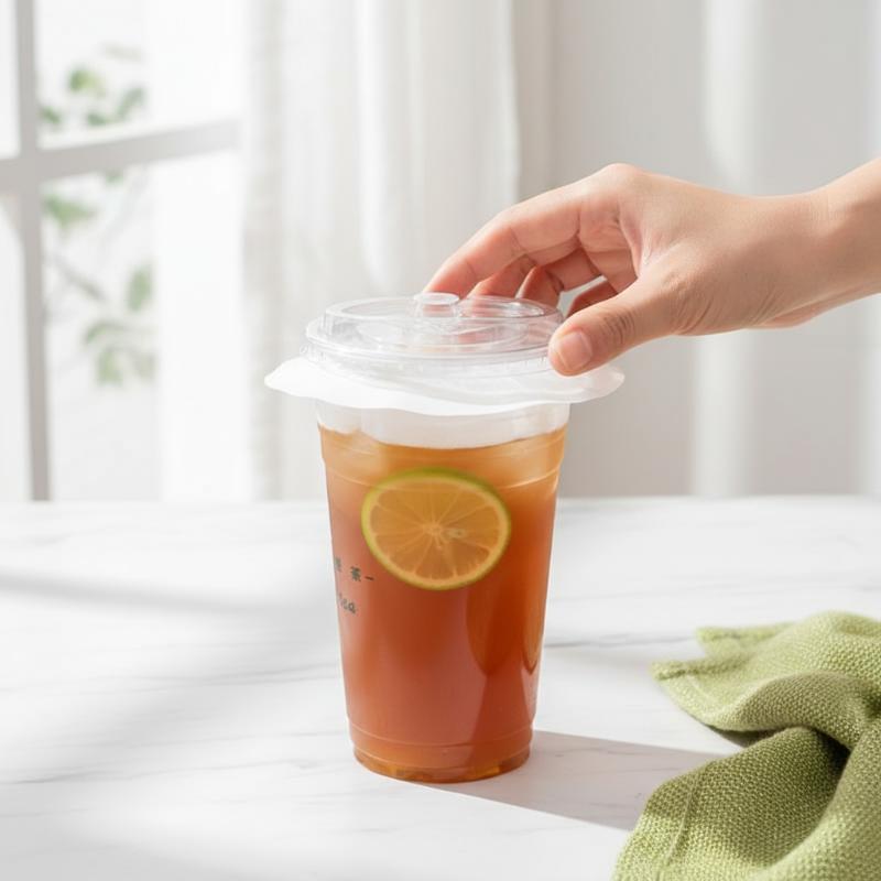 Coffee Tea Drink - 100/500 Stück Einweg-Auslaufsicheres Bechersiegel-Papier, Blumenform für