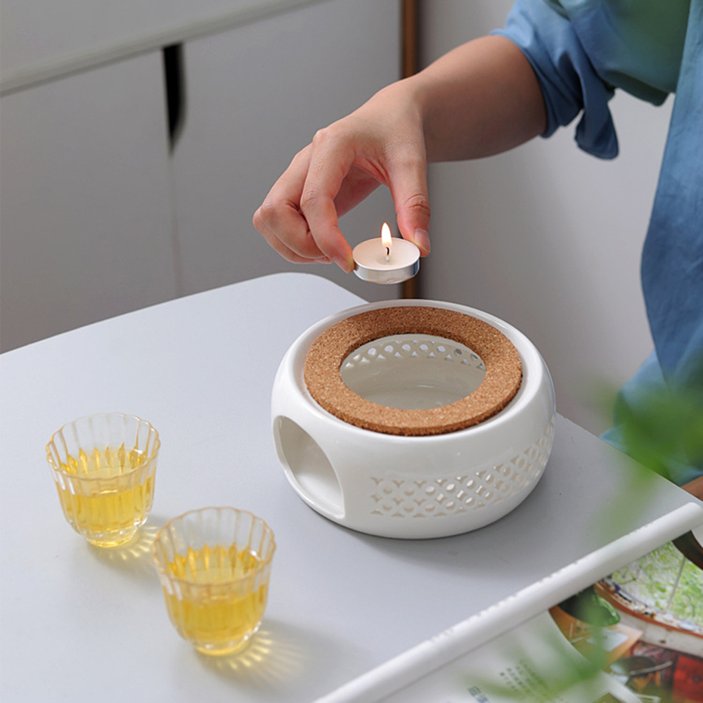 Coffee Tea Water Heater - Teekannenheizungen aus Keramik mit Korkkissen, Kerzensockel,