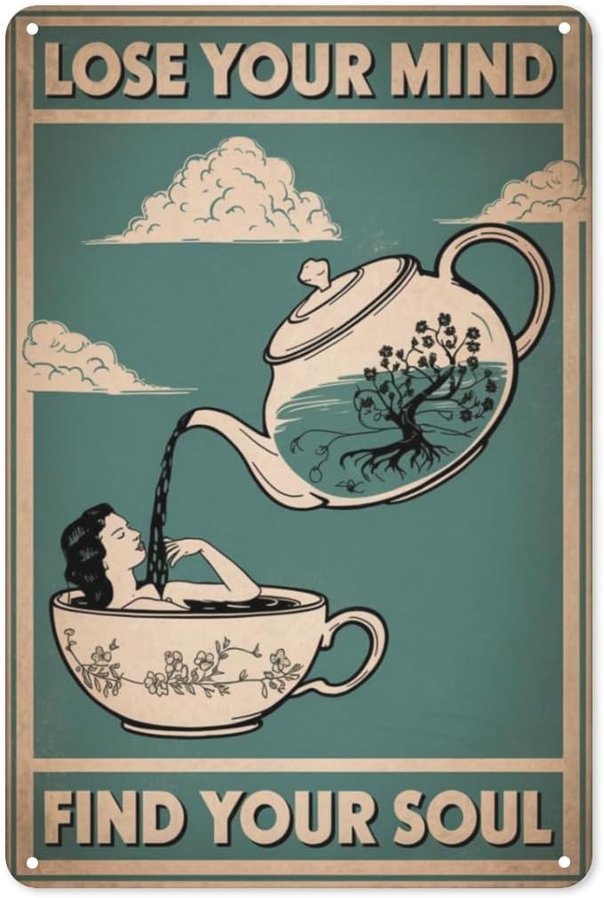 Coffee Tea Nook - Tea Meditation Blechschild „IN Zen“ Metall-Wandkunst