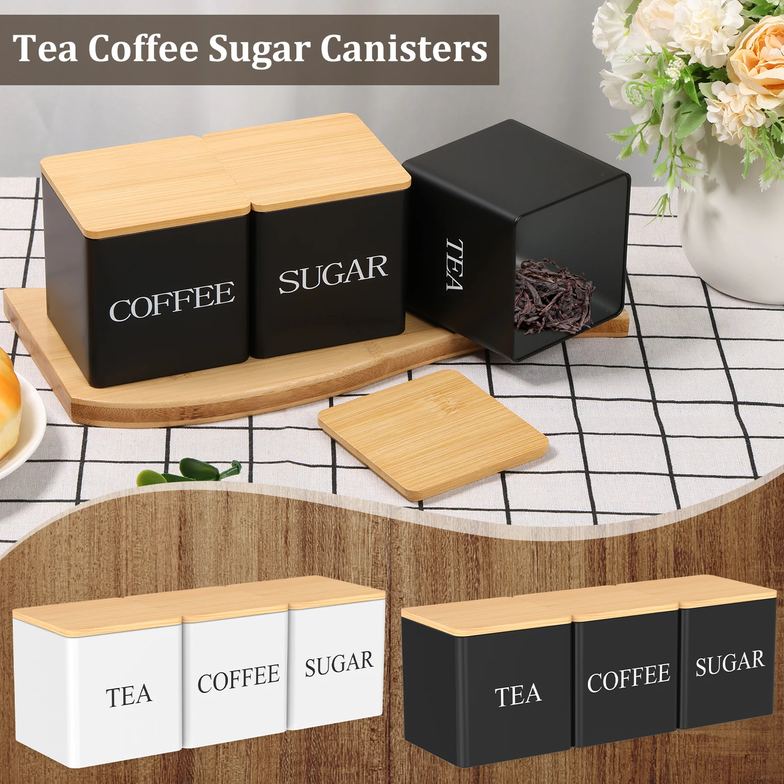 Coffee Tea Jar Set - 3-teiliges Set 500ml Tee-Zucker-Kaffee-Dosen Versiegelte Tee-Zucker-Kaffee-Behälter