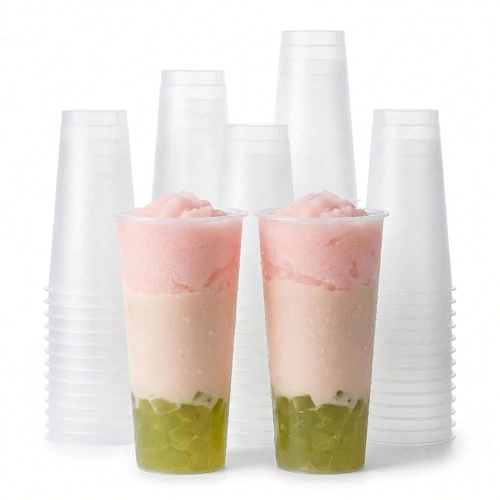 Coffee Tea Boba - Gefrostete Hartplastik-Boba-Tea-Becher, 16-24 Oz Großpackung Plastikbecher