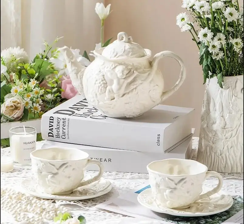 Coffee Tea & Hot Chocolate - Eleganter Wasserbecher im Hofstil, Engel-Kaffeekanne, Teekanne,