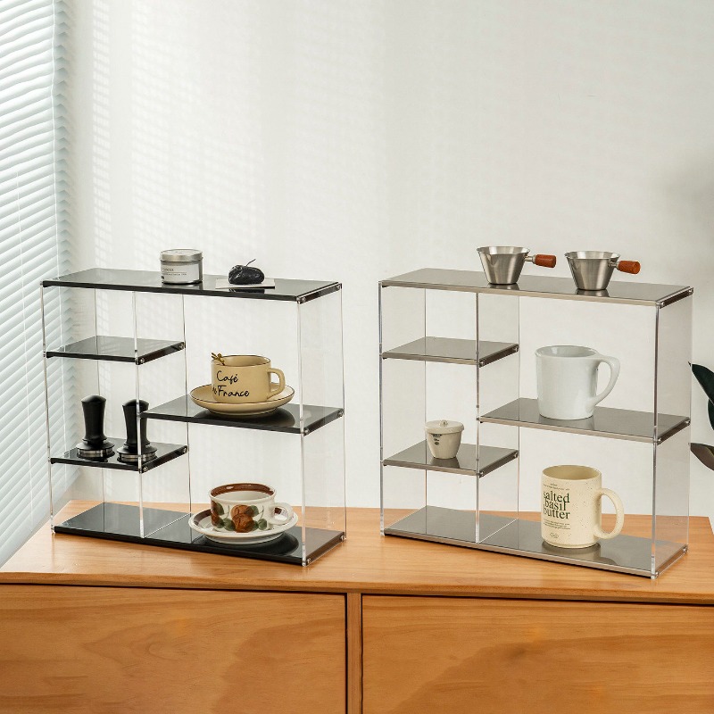 Coffee Tea Unit - Mehrstöckiges Edelstahl-Regal Großvolumiger Figuren-Präsentationsständer für Kaffeetassen,