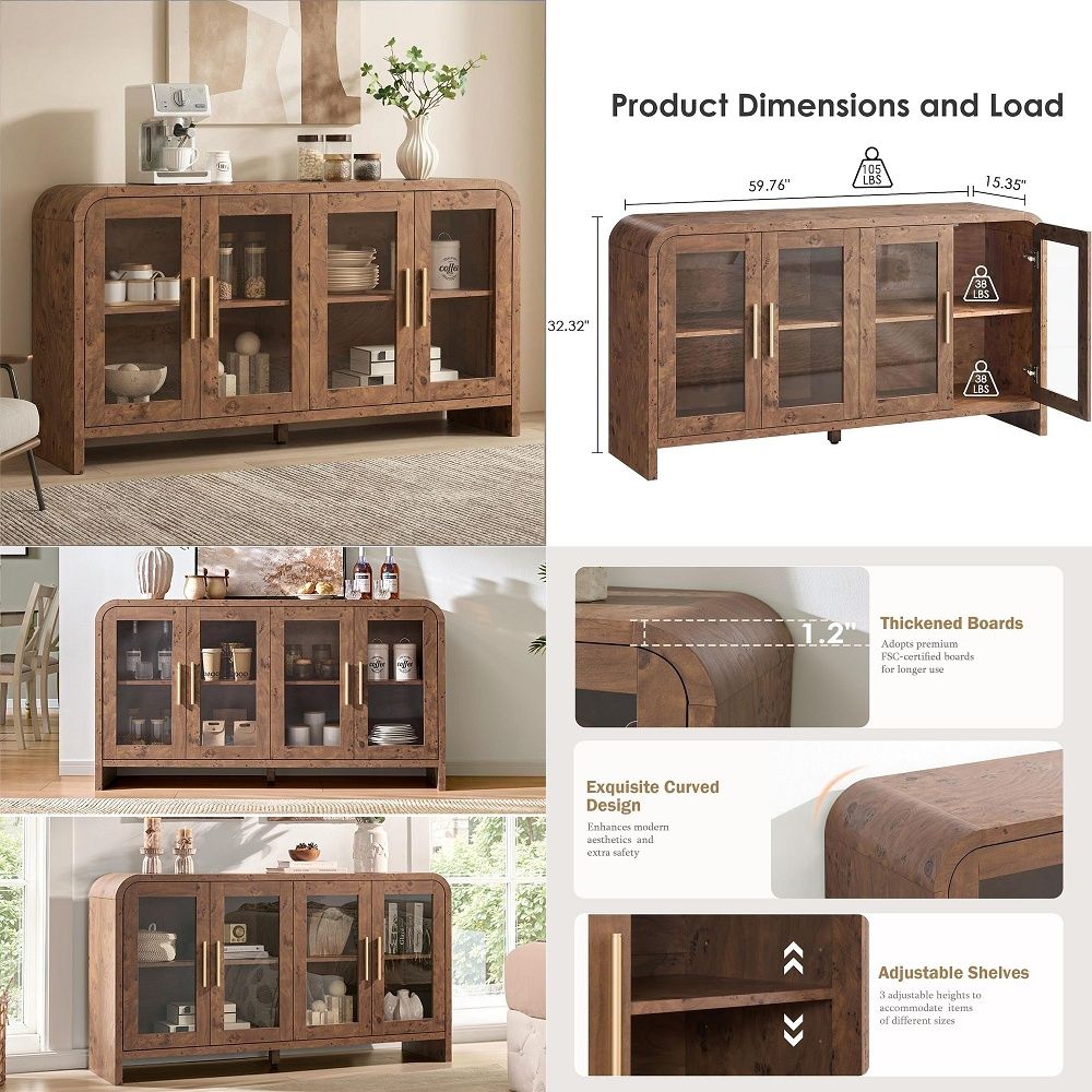 Coffee&Tea House Opinie - Sideboard-Buffetschrank mit Stauraum, Sideboard-Schrank mit verstellbaren