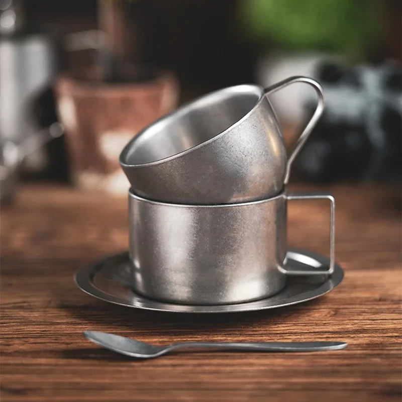 Coffee Tea Sugar Canister Set - Kaffeetassen-Set aus der Retro-Serie, doppelwandig, Edelstahl