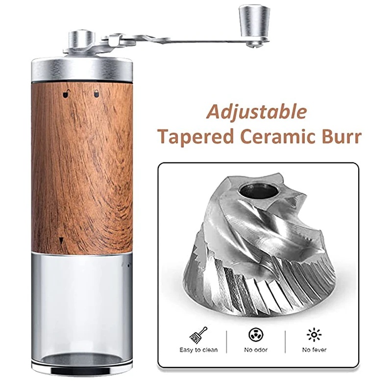 Tragbare manuelle Kaffeemühle  – Burr Hand Grinder Bewertung und Preis
