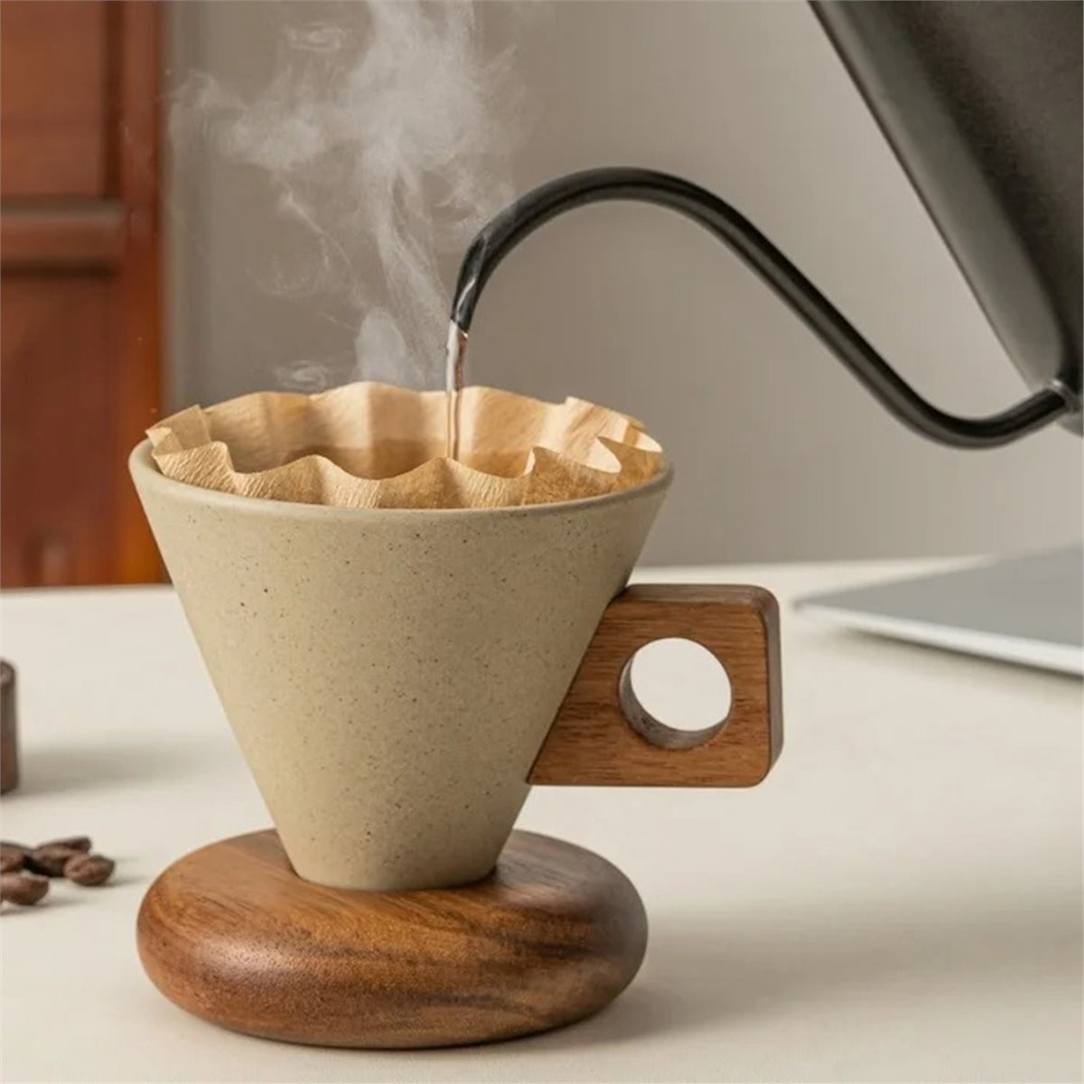 Keramik-Kaffeetasse & Holzlöff – Coffee&Tea House Opinie Bewertung und Preis