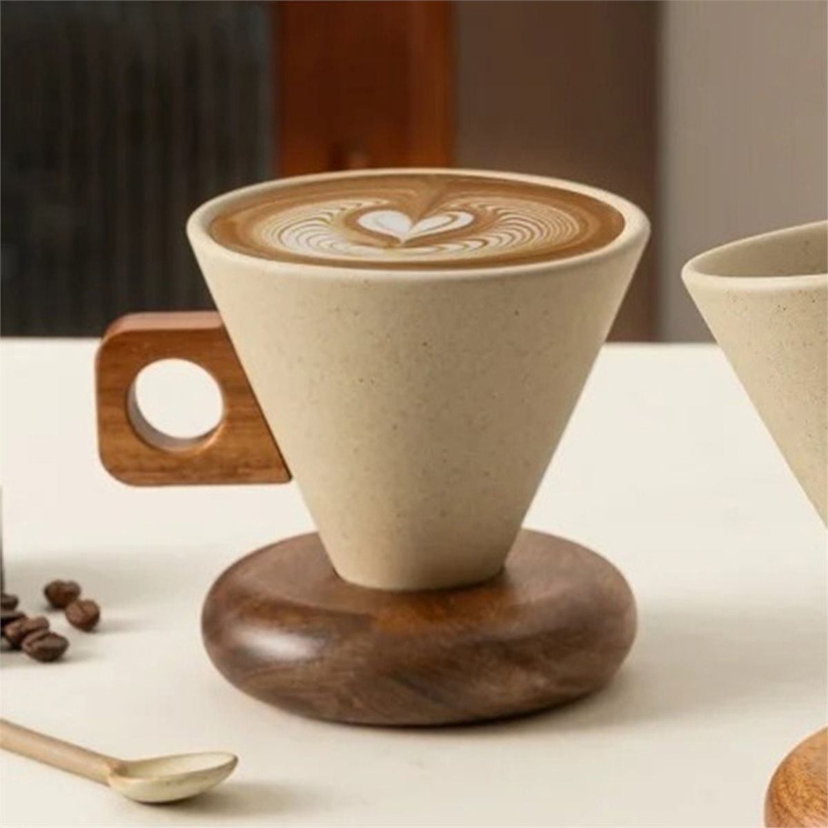Keramik-Kaffeetasse & Holzlöff – Coffee&Tea House Opinie Bewertung und Preis