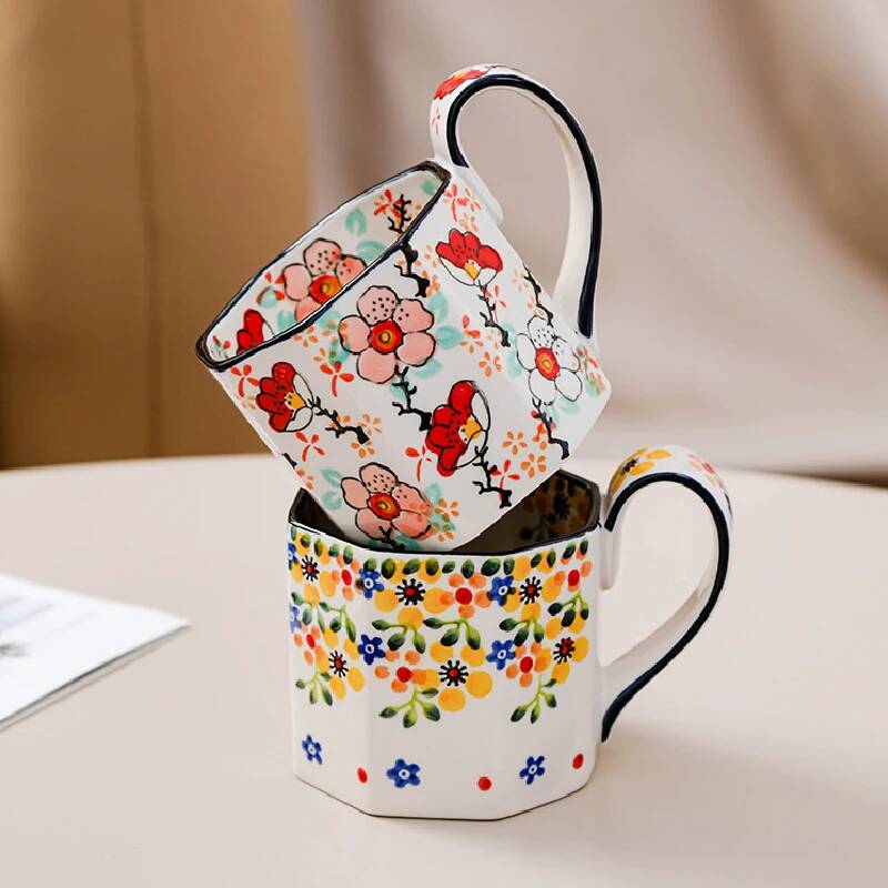 400ML Retro-Blumenbecher Keram – Coffee Tea Drink Bewertung und Preis